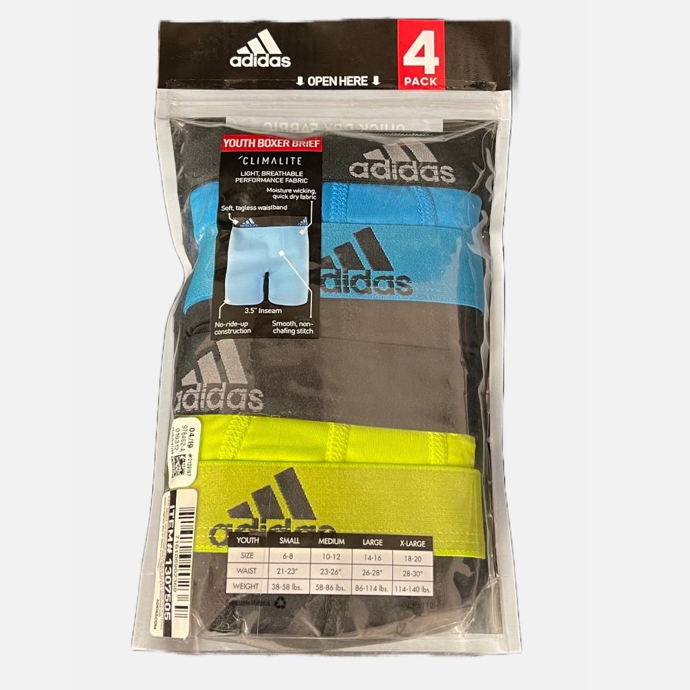 New! Adidas Performance Youth Boxer Brief 4Pk- L(14-16) - Picture 2 of 2